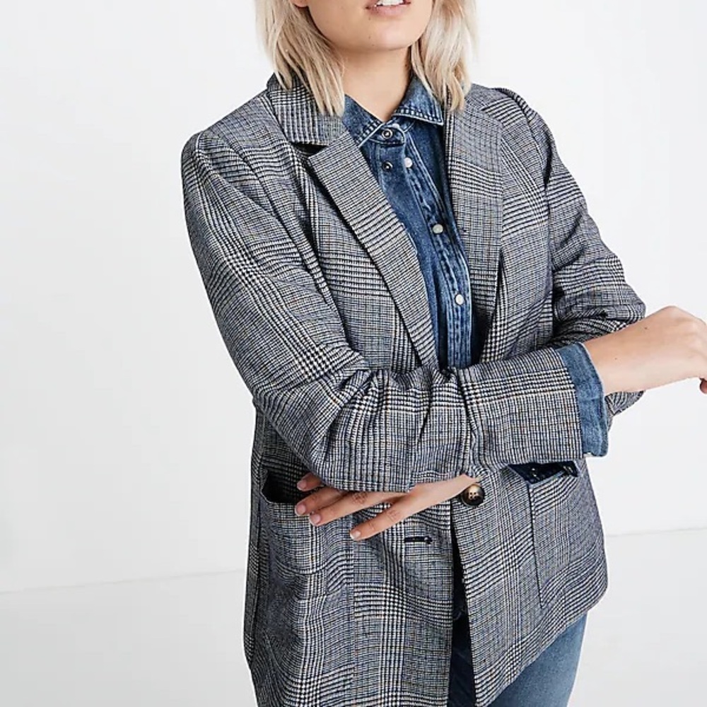 Madewell Dorset Blazer in Navy Glen Plaid